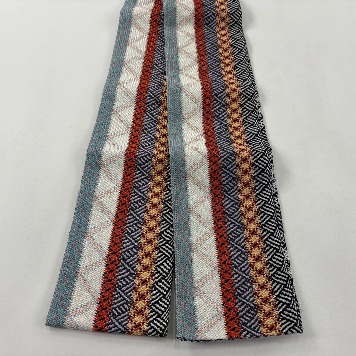 半幅帯 秀品 縞 幾何学模様 金糸 灰紫 正絹