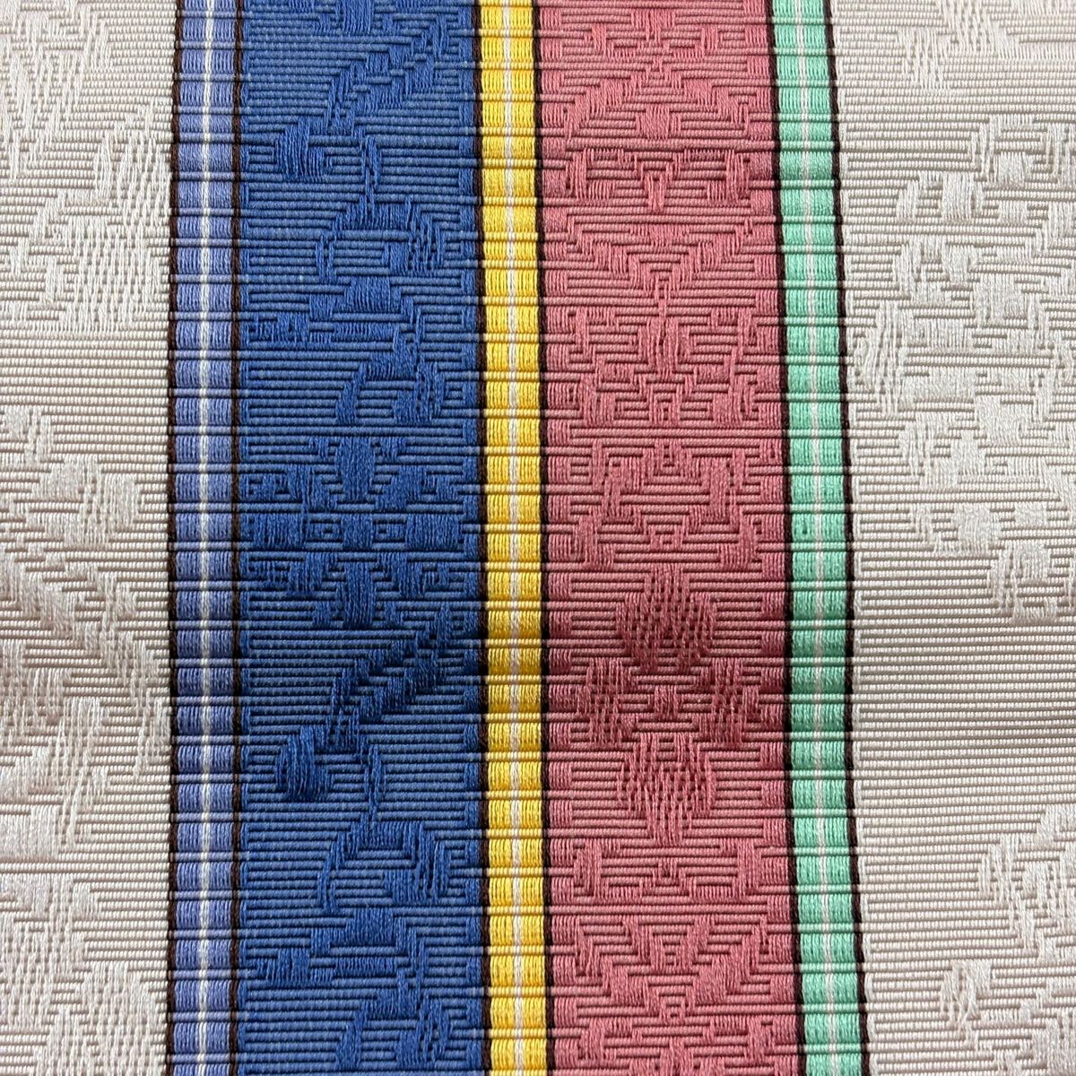 半幅帯 秀品 博多織 証紙 縞 花唐草 薄ピンク 正絹