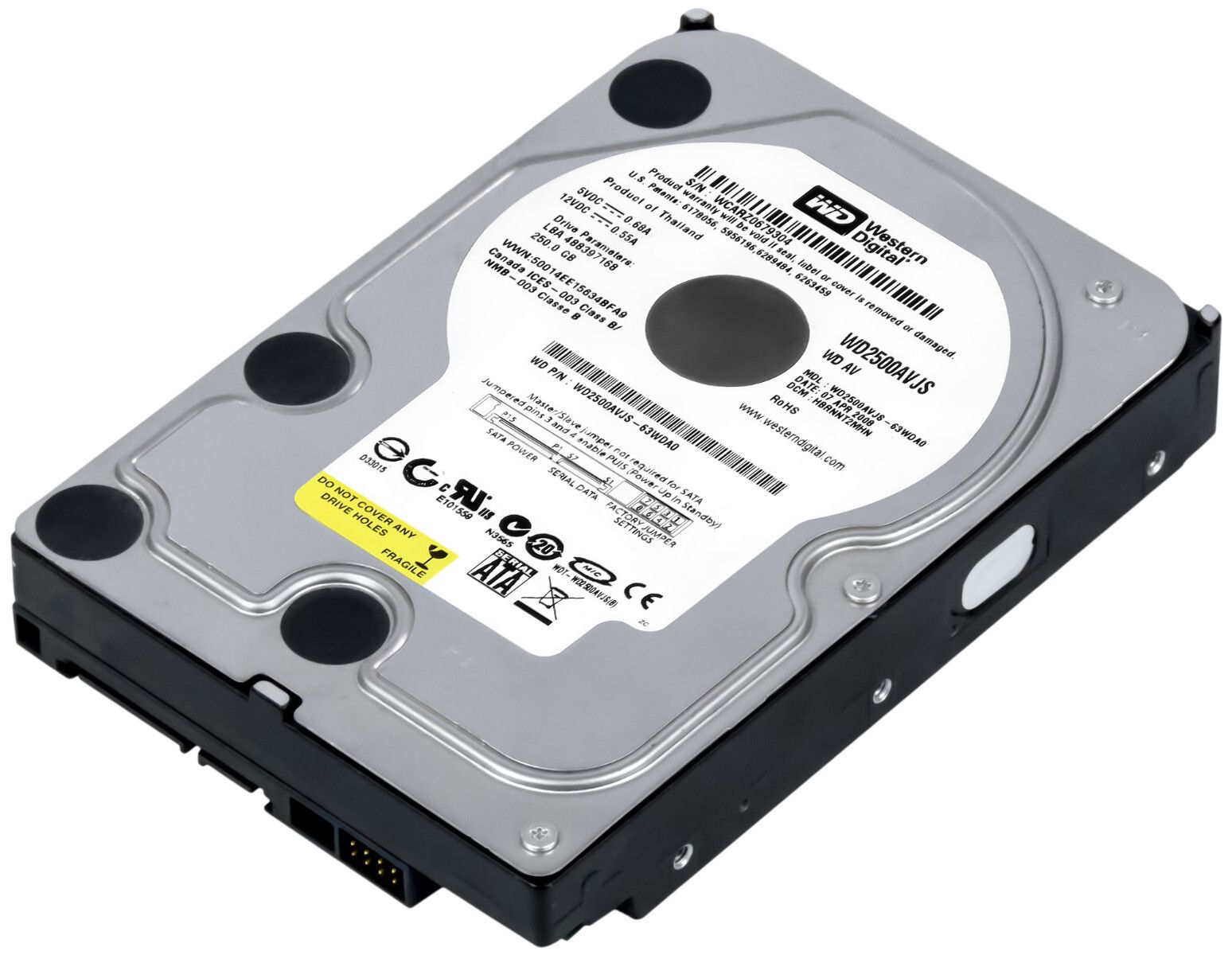  【3年保証】Hard Drive WD AV WD2500AVJS 250GB 7.2K 8MB SATA II 3.5 内蔵型ハードディスクドライブ