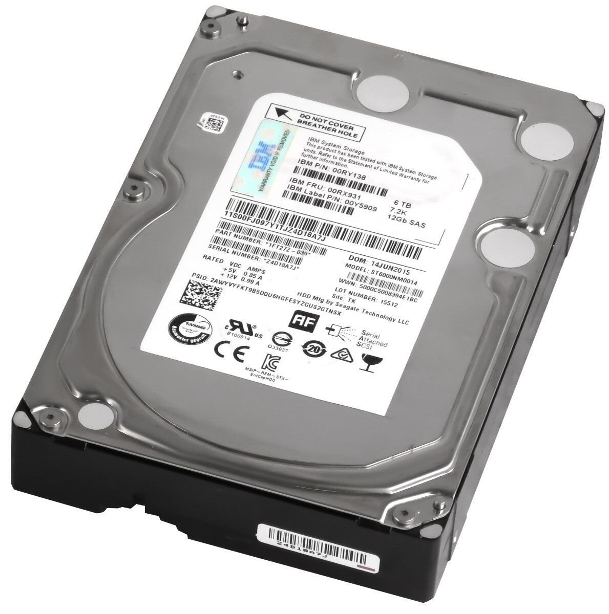 3年保証 Hard Drive IBM 00 RX 931 RY 138 6 TB 7 2 K 128 MB SAS 3 5