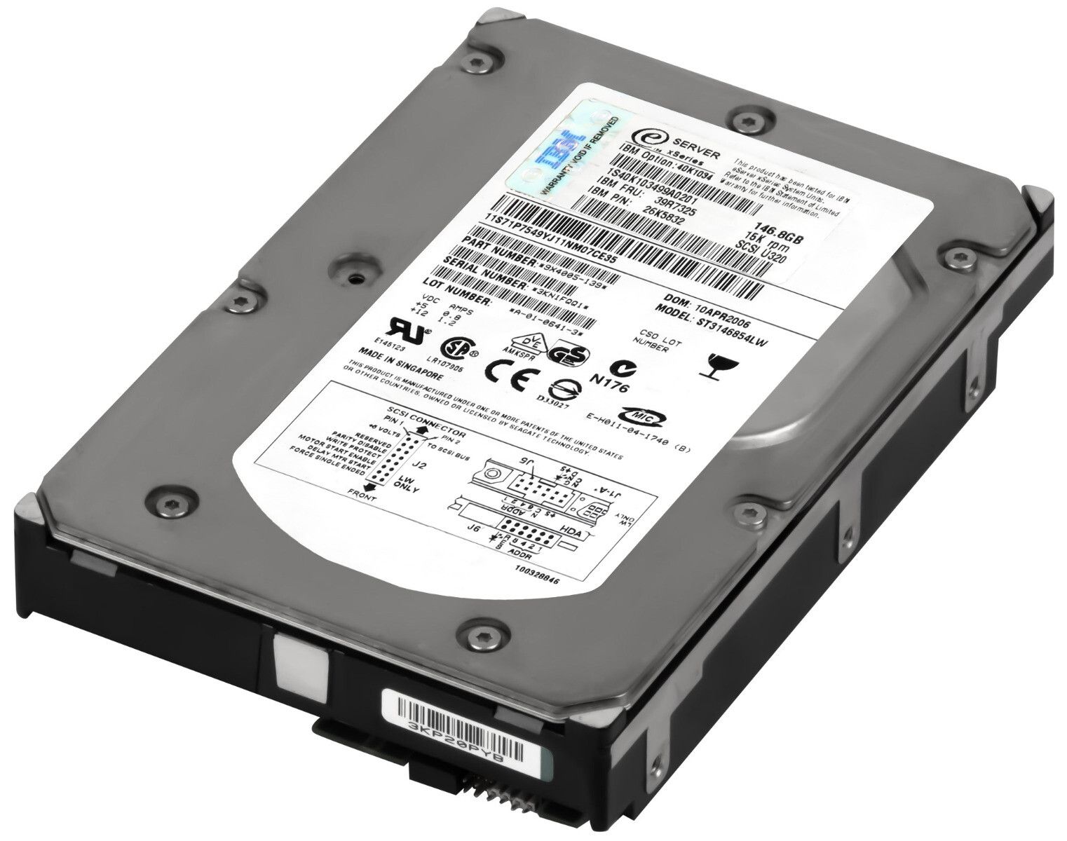 3年保証 Hard Drive IBM 39 R 7325 26 K 5832 146 8 GB 15 MB SCSI U 320
