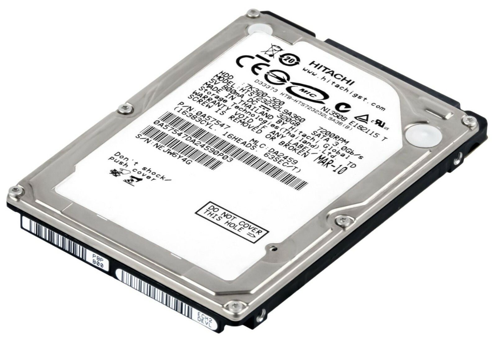 3年保証 Hard Drive Hitachi Travelstar 7 K 320 GB 7.2 16 MB S