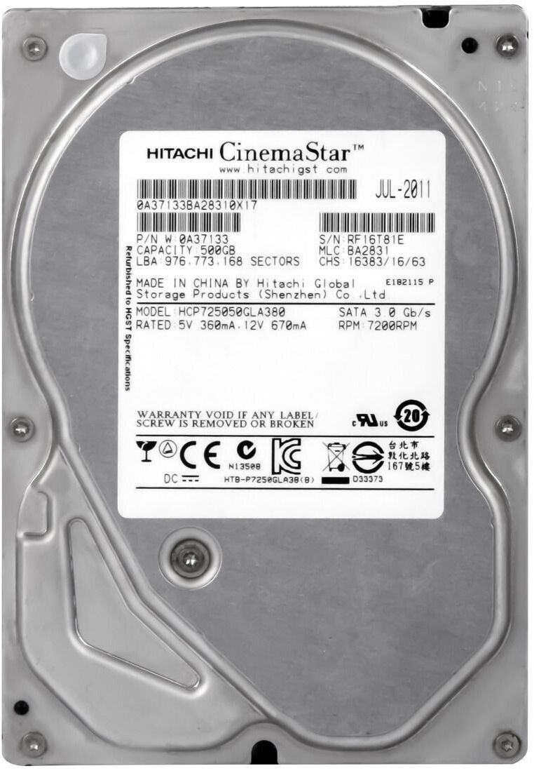 3年保証 Hitachi Cinemastar P 7 K 500 GB 7200 RPM 8 MB SATA II 3