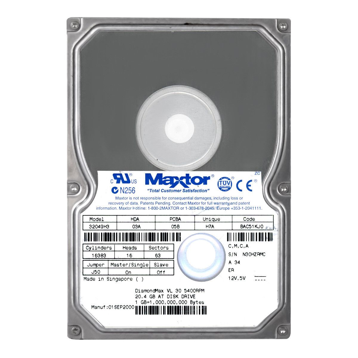 3年保証 Hard Drive MAXTOR DiamondMax VL 30 19.5 GB 5.4 K ATA 3.5 32049 H 3