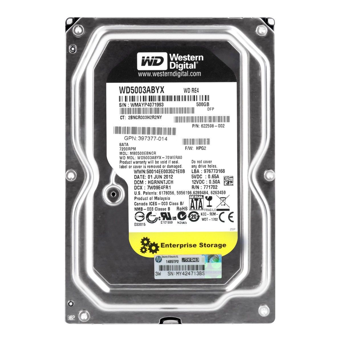 3年保証 WD RE 4 500 GB 7.2 K 64 MB SATA II 3.5