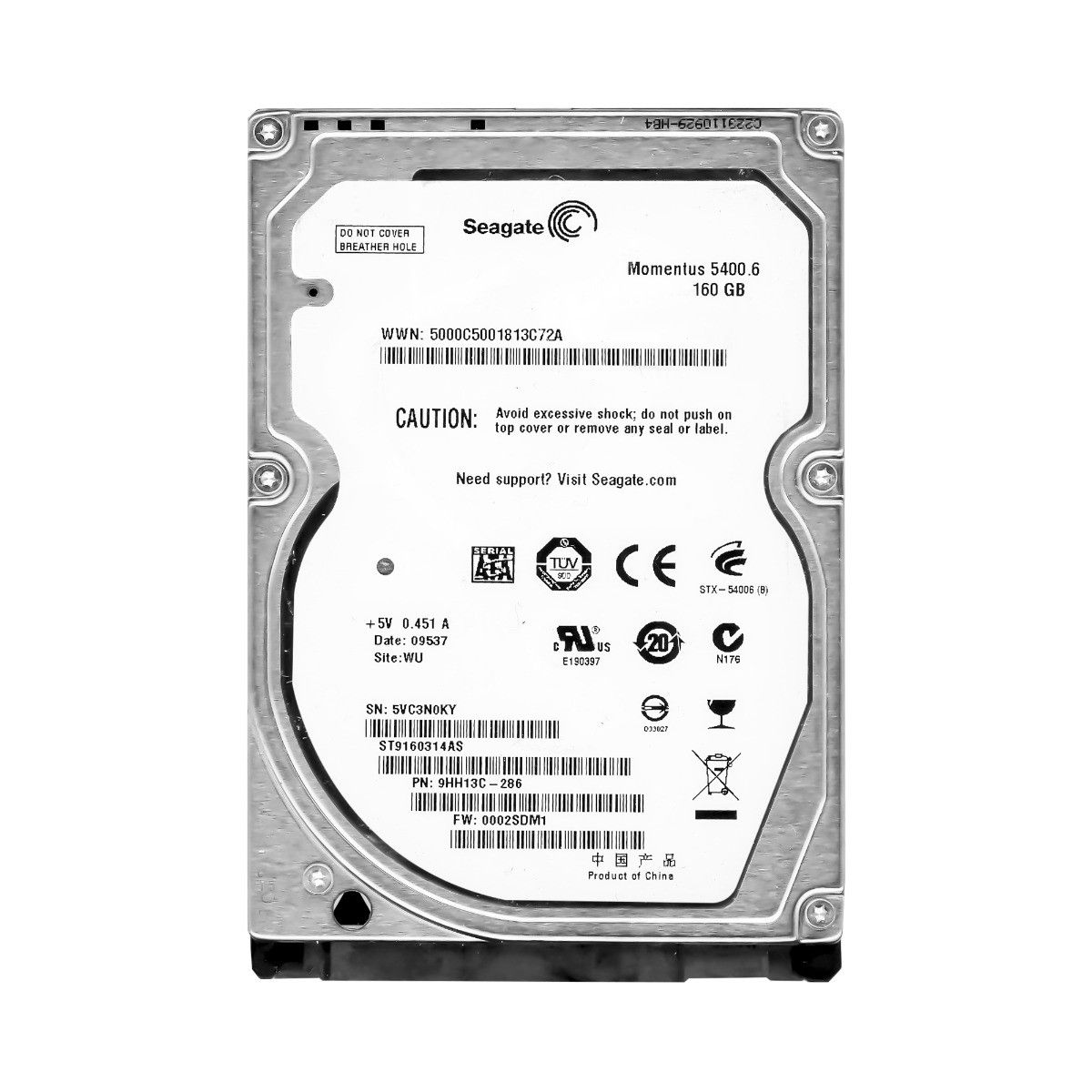 3年保証 SEAGATE 160 GB 5.4 K 8 MB SATA II 2.5