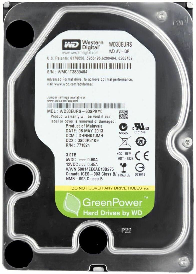 3年保証 Western Digital 3 TB Green SATA II 64 MB Cache 7200 RPM 3.5 In