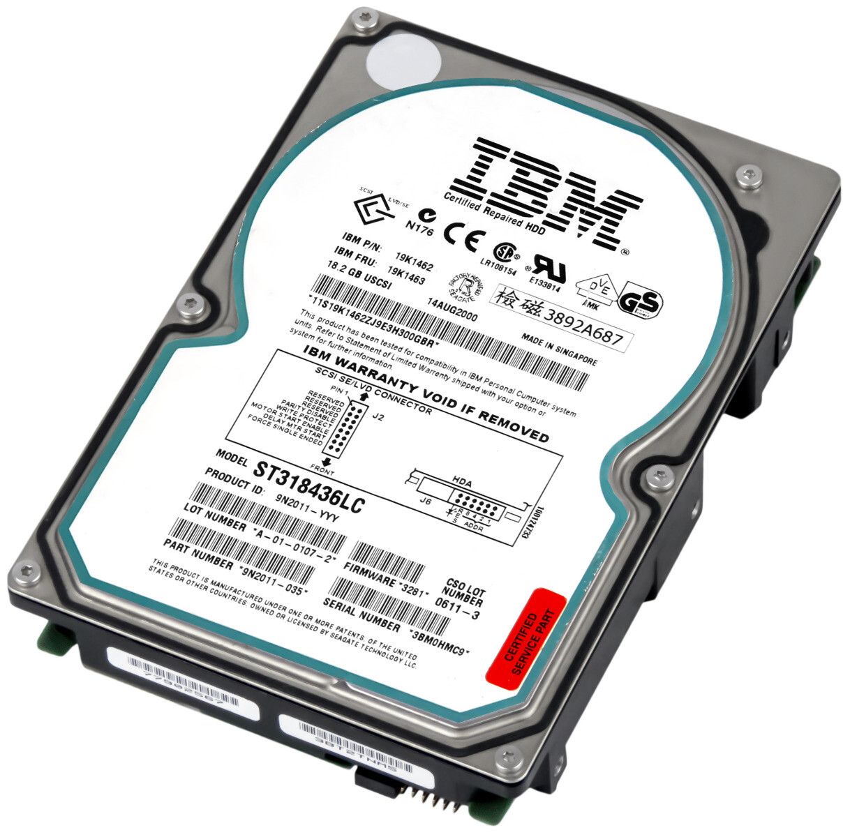 3年保証 Hard Drive IBM 19 K 1463 1462 18.2 GB 7.2 2 MB SCSI U 160 3