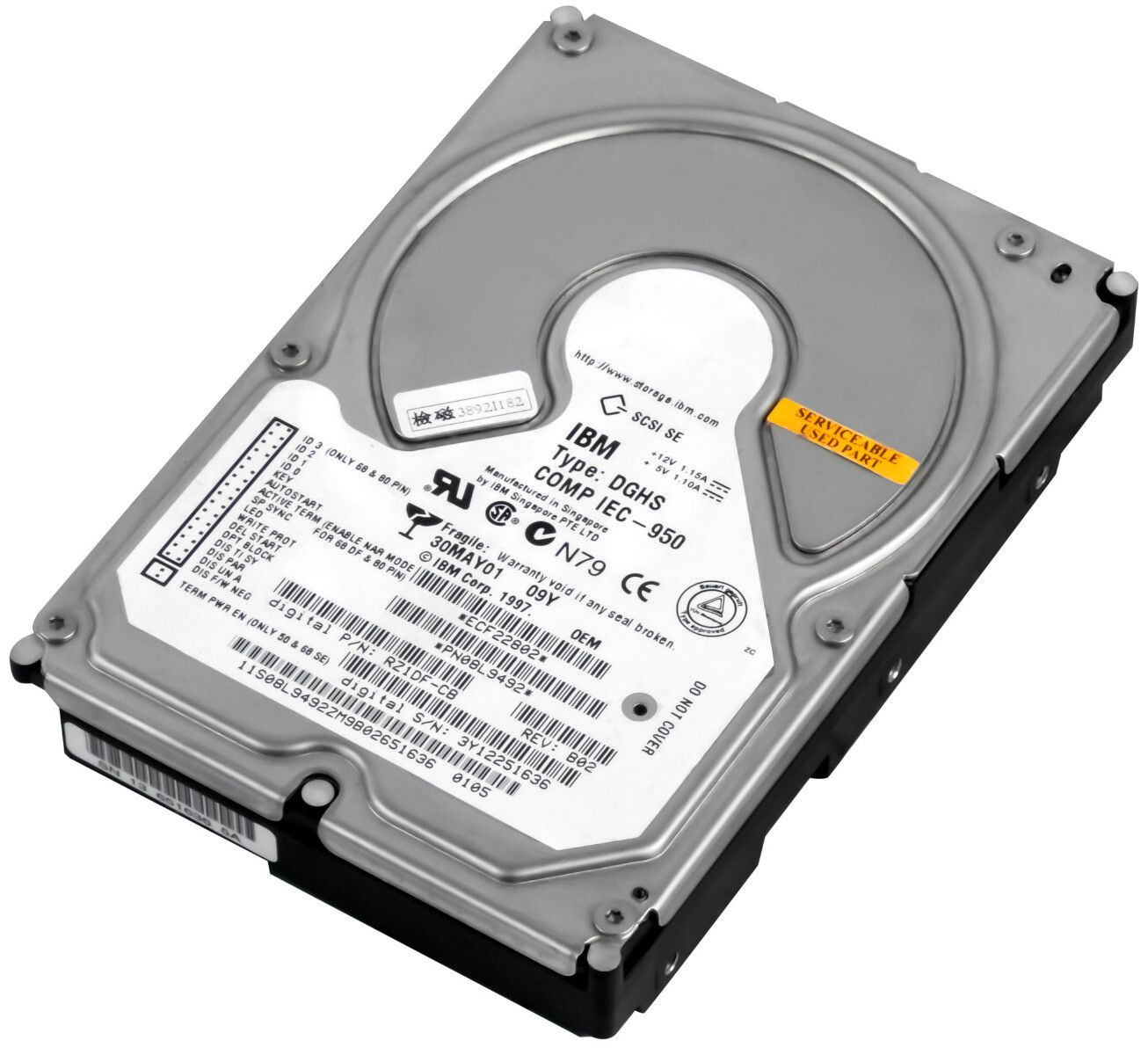 3年保証】Hard Drive IBM 08L9492 9.1GB 7.2K SCSI 80-PIN 3.5 RZ1DF