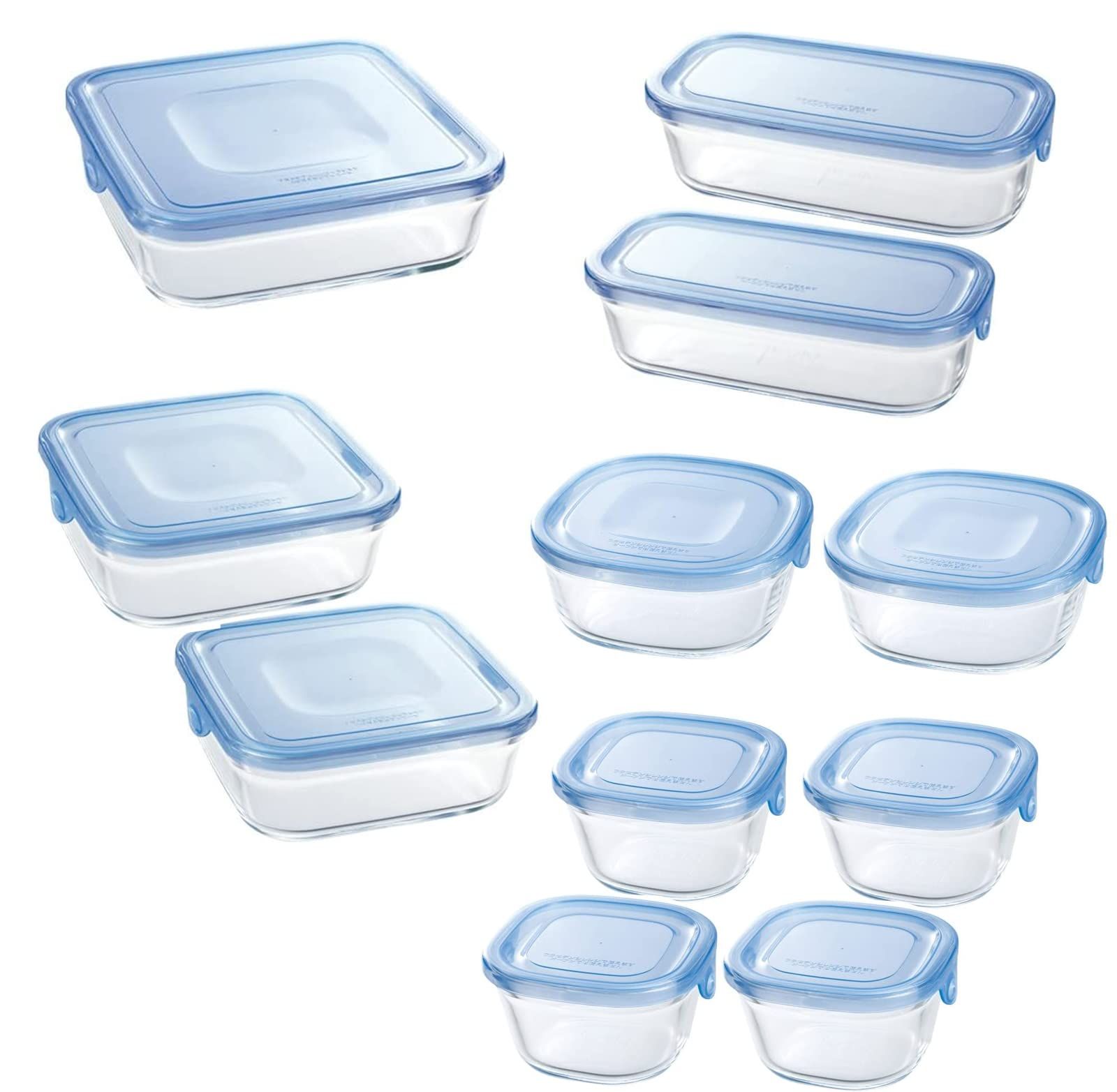 保存容器 ブルー 耐熱ガラス セット パック-レンジ iwaki イワキ PS-NPR-11 B