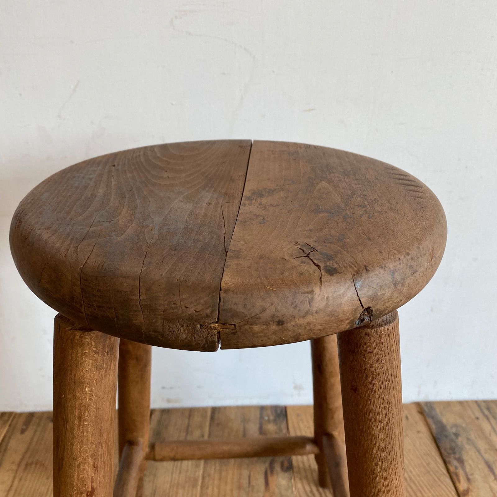 アンティーク セール 木製 丸スツール 古家具 花台 チェア 椅子 y372