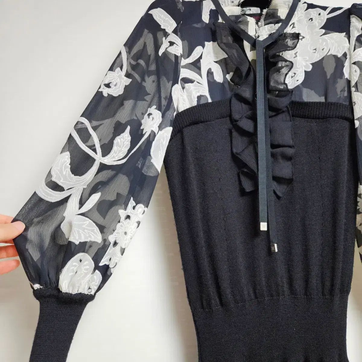  マギのONE PIECE 44 55 エレガントな雰囲気 長袖 七分袖 ひざ丈ワンピース