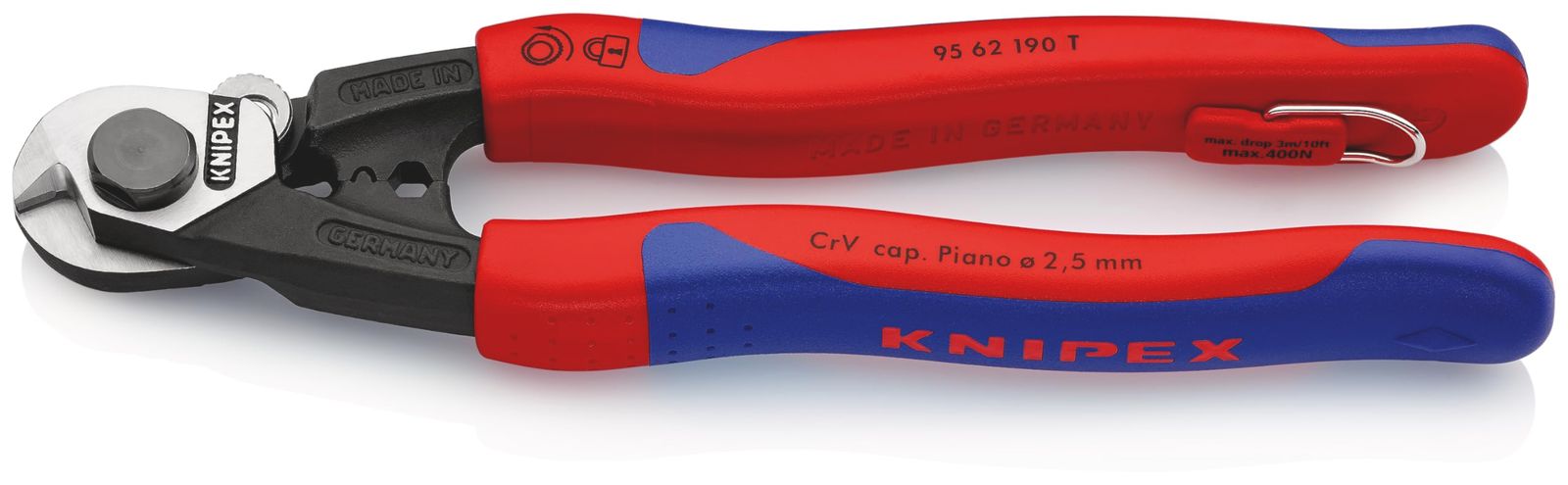 クニペックス KNIPEX 9562-190 TBK ワイヤーロープカッター 落下防止 BK