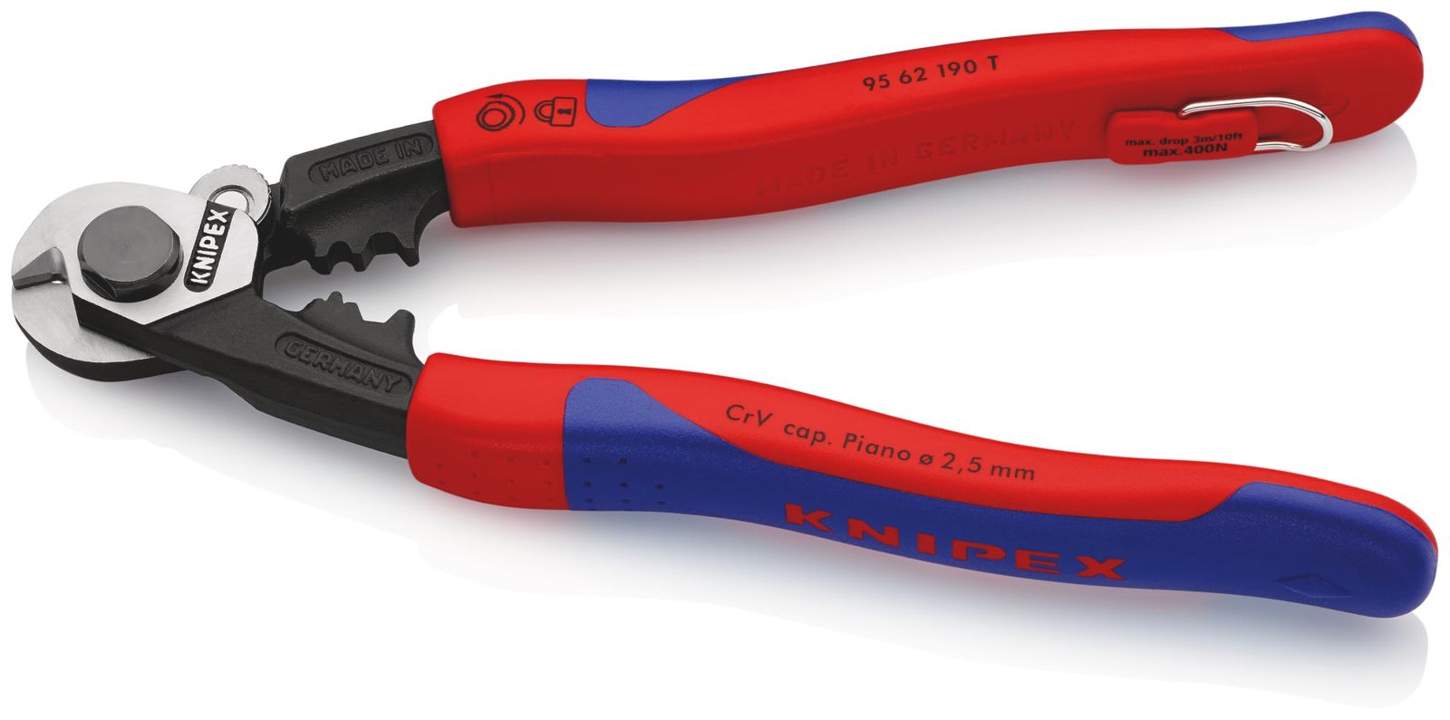 クニペックス KNIPEX 9562-190 TBK ワイヤーロープカッター 落下防止 BK