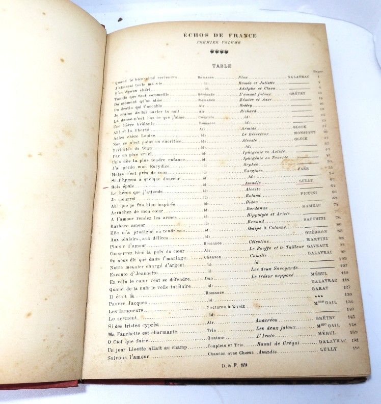 オペラ楽譜 ECHOS DE FRANCE フランスの木霊 1 er et 2 e Volumes Paris A.DURAND - FILS