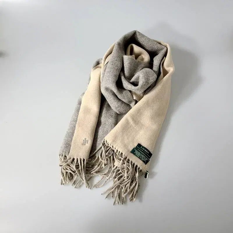 ラルフローレン ウール アンゴラ ツートン BIGマフラー