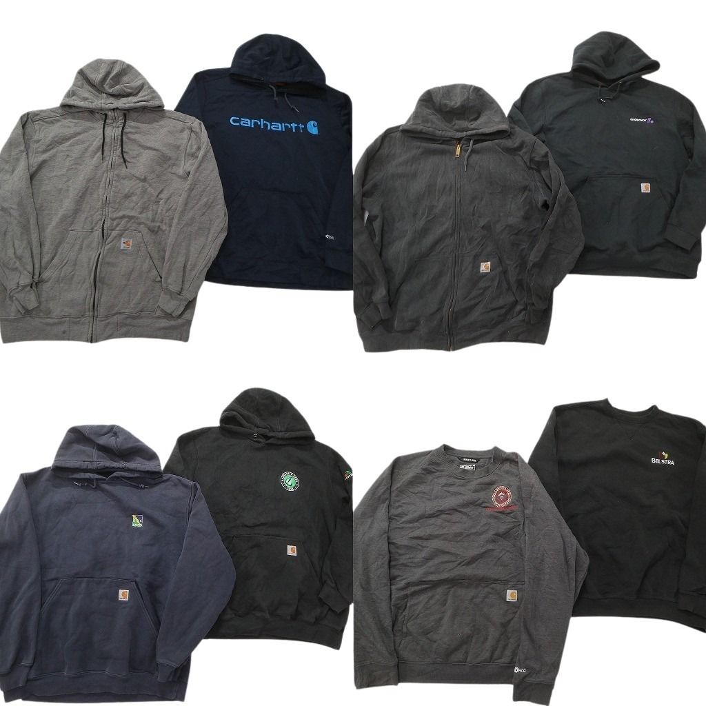 古着卸 カーハート スウェット セット メンズ XL フルジップ フーディー ワンポイント 古着 ND 0508