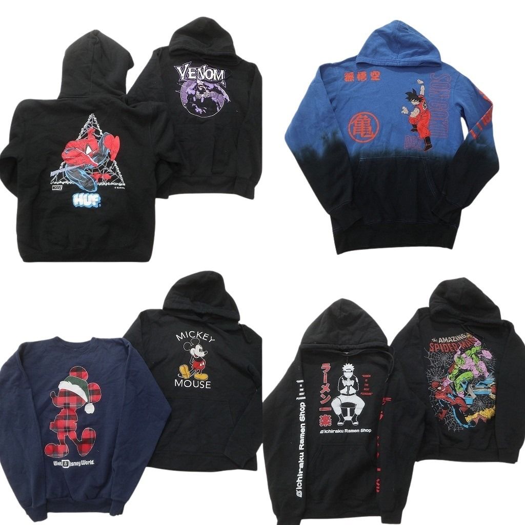 古着卸 キャラクター スウェット セット メンズ S XS マーベル ナルト アニメ ディズニー ドラゴンボール ND 0533