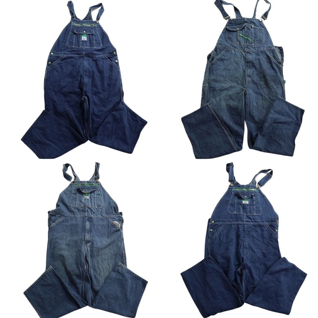古着卸 まとめ売り デニム オーバーオール 4枚セット (メンズ 38 /40