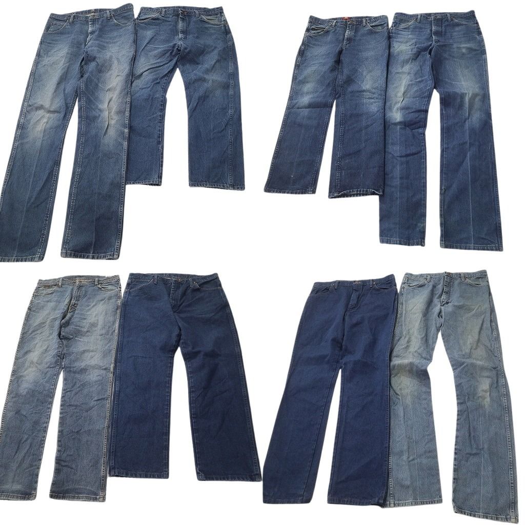 古着卸 Wrangler ラングラー デニム パンツ セット メンズ 36 ストレート インディゴブルー フェード 古着 ND 0778