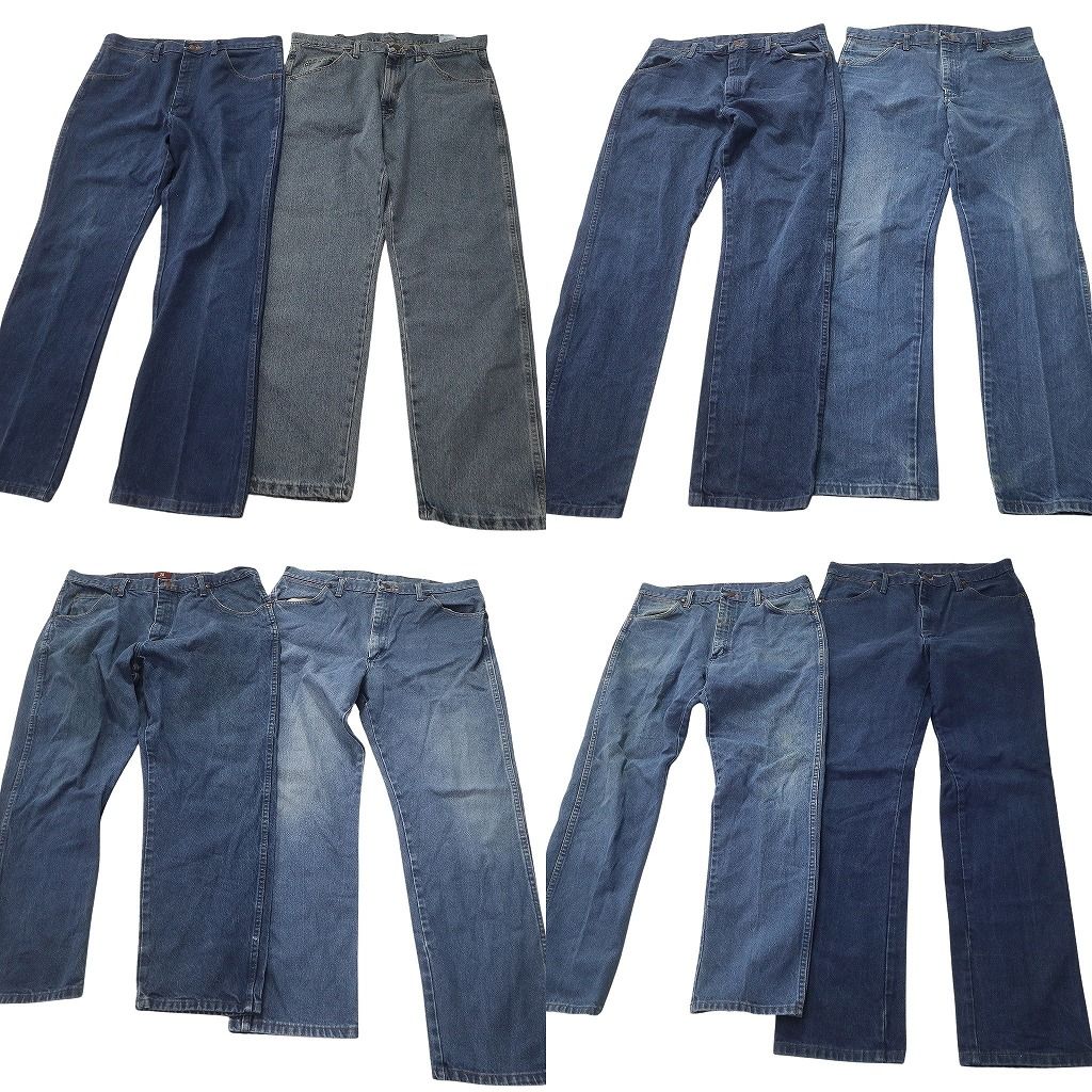 古着卸 Wrangler ラングラー デニム パンツ セット メンズ 36 37 38 フェード インディゴブルー 古着 ND 0776