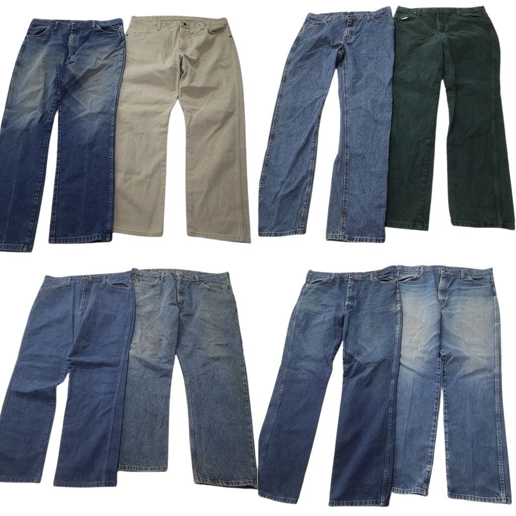 古着卸 Wrangler ラングラー デニム パンツ セット メンズ 38 ベージュ フェード ストレート 古着 ND 0775