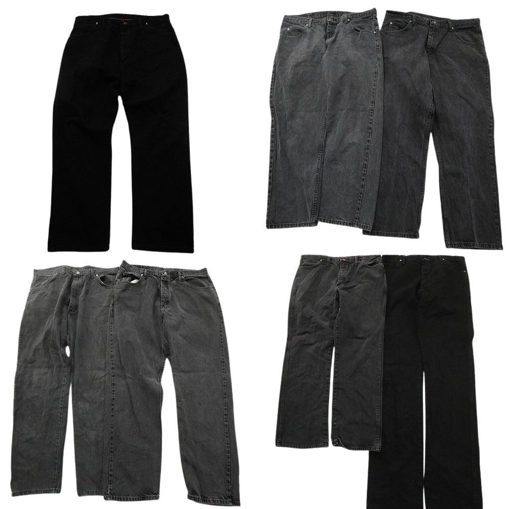 古着卸 Wrangler ラングラー ブラックデニム パンツ セット メンズ 38 革パッチ フェード アメカジ 古着 ND 0668