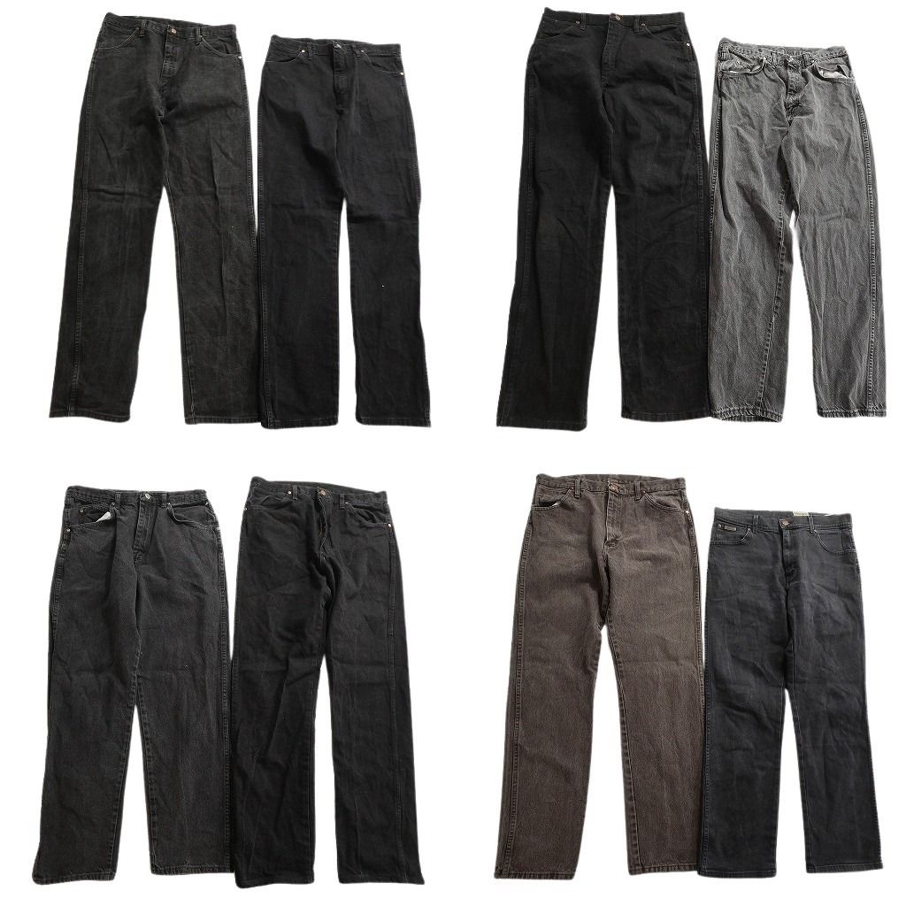 古着卸 Wrangler ラングラー ブラックデニム パンツ セット メンズ 35 34 フェード アメカジ 古着 ND 0698
