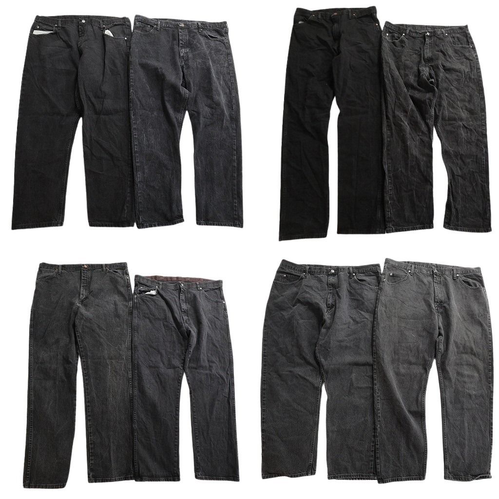 古着卸 Wrangler ラングラー ブラックデニム パンツ セット メンズ 42 40 38 アメカジ フェード 革パッチ ND 0691