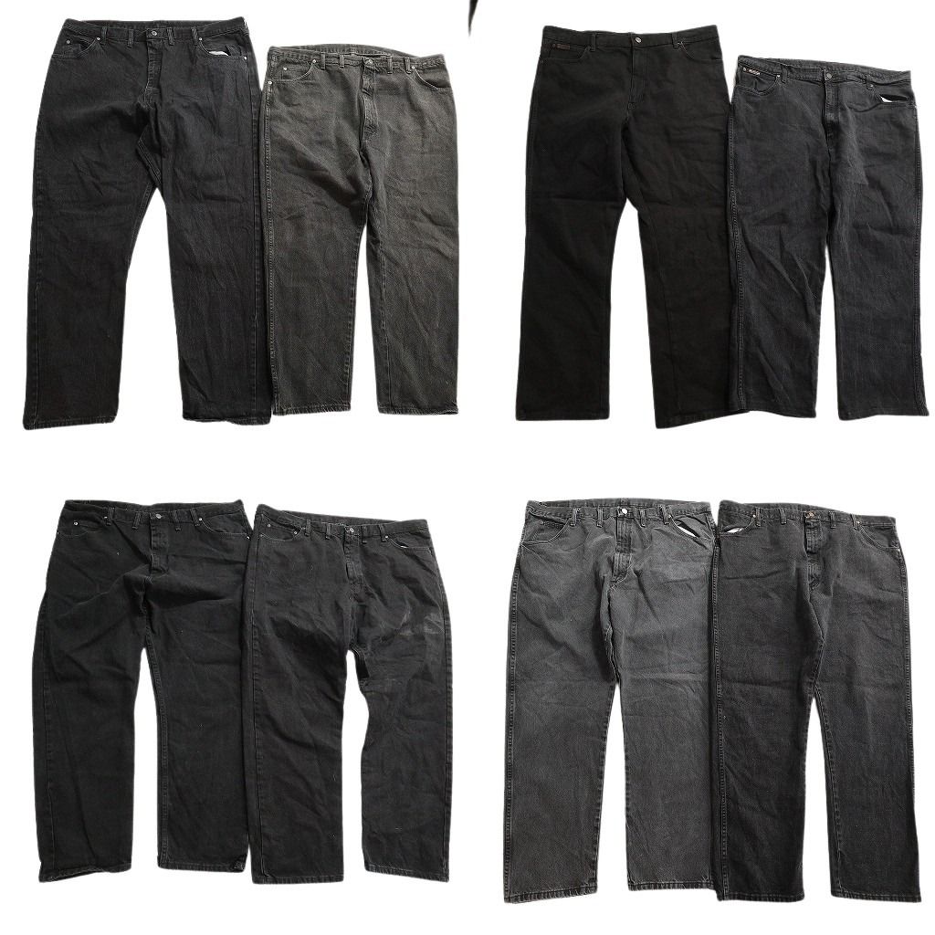 古着卸 Wrangler ラングラー ブラックデニム パンツ セット メンズ 46 44 42 フェード アメカジ 古着 ND 0690