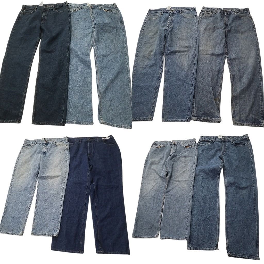 古着卸 カーハート Carhartt デニム パンツ セット メンズ 40 インディゴブルー フェード 革パッチ 古着 ND 0718