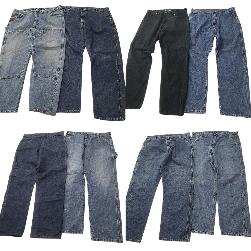古着卸 ペインターデニム パンツ セット メンズ 38 40 42 46 ラングラー ダブルニー ワーク ブラック 古着 ND 0712