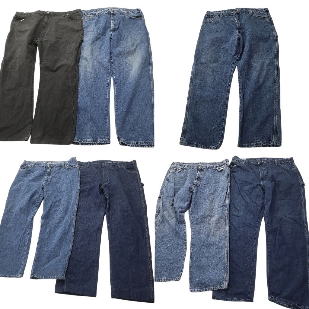 古着卸 ディッキーズ Dickies ペインターデニム パンツ セット メンズ 42 44 ブラック インディゴブルー ワーク 古着 ND 0708