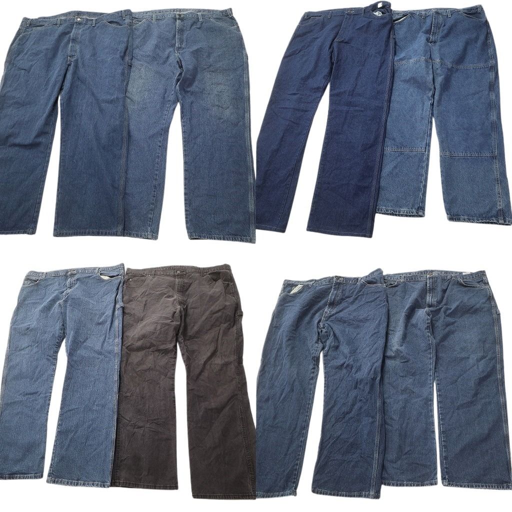 古着卸 ディッキーズ Dickies ペインターデニム パンツ セット メンズ 50 48 44 ブラック フェード ダブルニー 古着 ND 0706