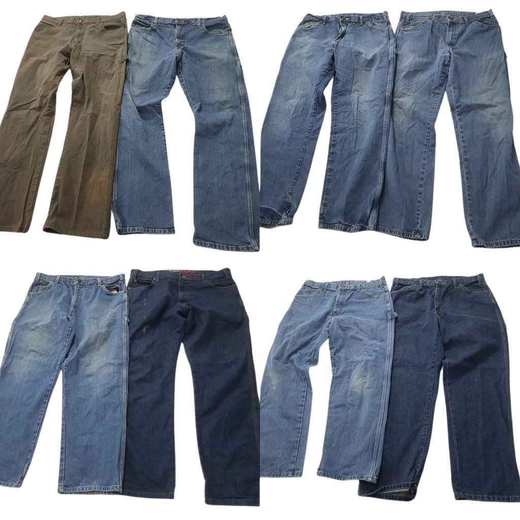古着卸 ディッキーズ Dickies ペインターデニム パンツ セット メンズ 34 36 ベージュ ワーク ハンマーループ 古着 ND 0705
