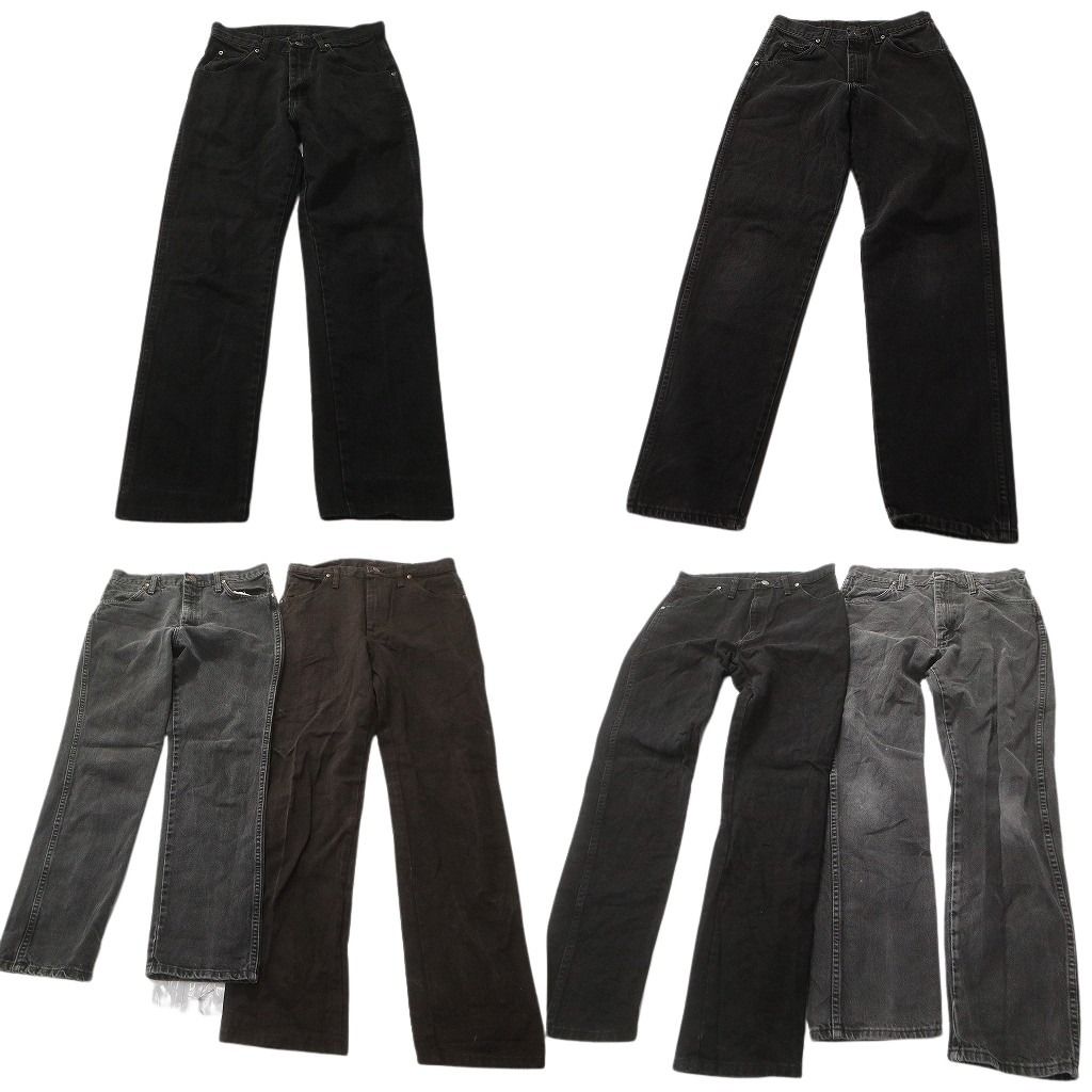 古着卸 Wrangler ラングラー ブラックデニム パンツ セット メンズ 31 30 革パッチ フェード アメカジ 古着 ND 0701