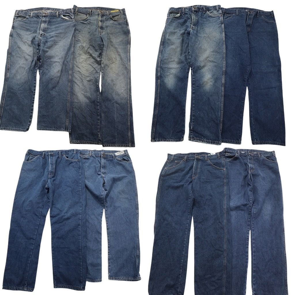 古着卸 ディッキーズ Dickies デニム パンツ セット メンズ 40 38 フェード ワーク インディゴブルー 古着 ND 0740