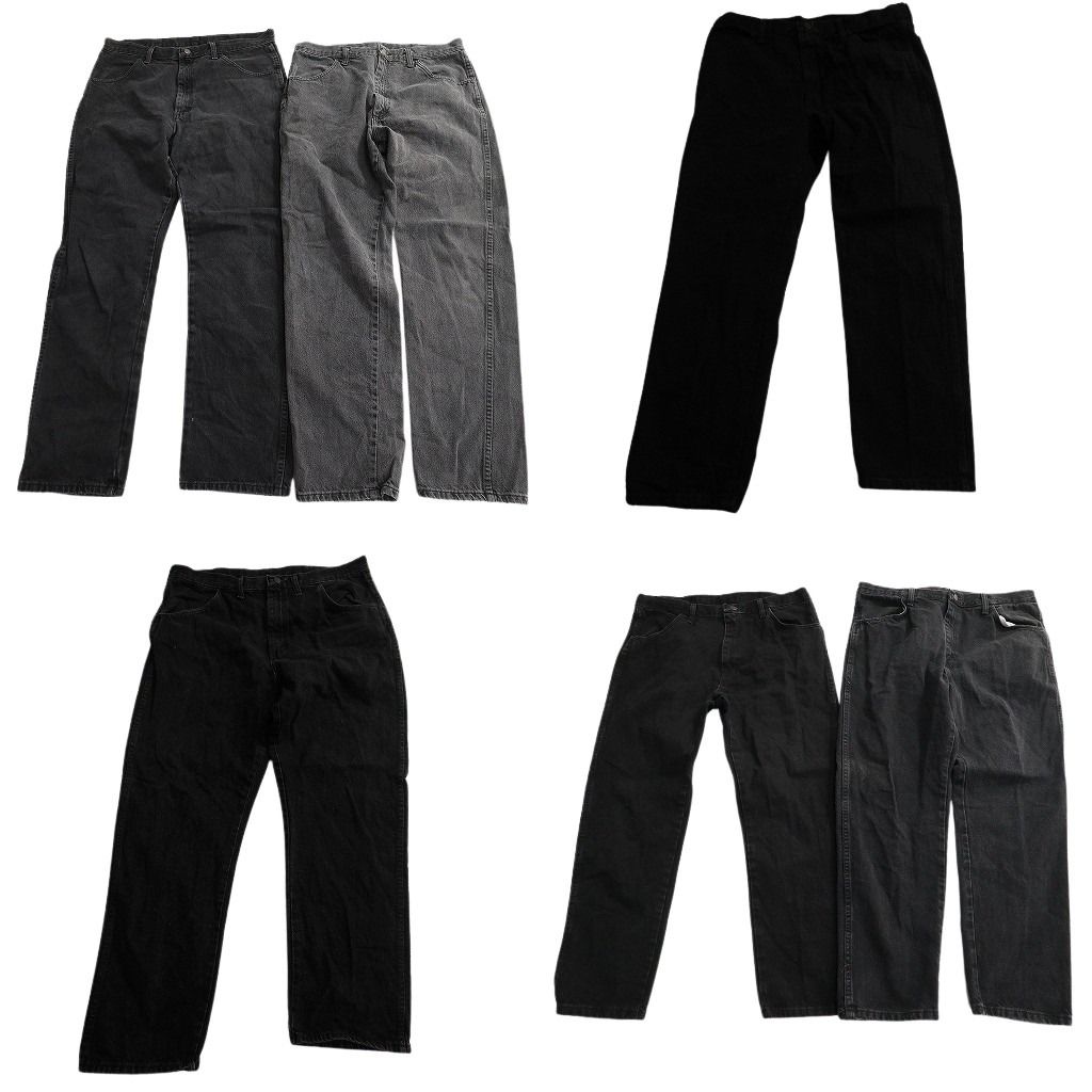 古着卸 RUSTLER ラスラー ブラックデニム パンツ セット メンズ 36 38 ストレート アメカジ 古着 ND 0800