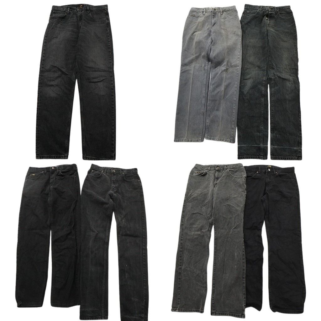 古着卸 リー LEE ブラックデニム パンツ セット メンズ 32 31 30 センタープレス アメカジ フェード 古着 ND 0736