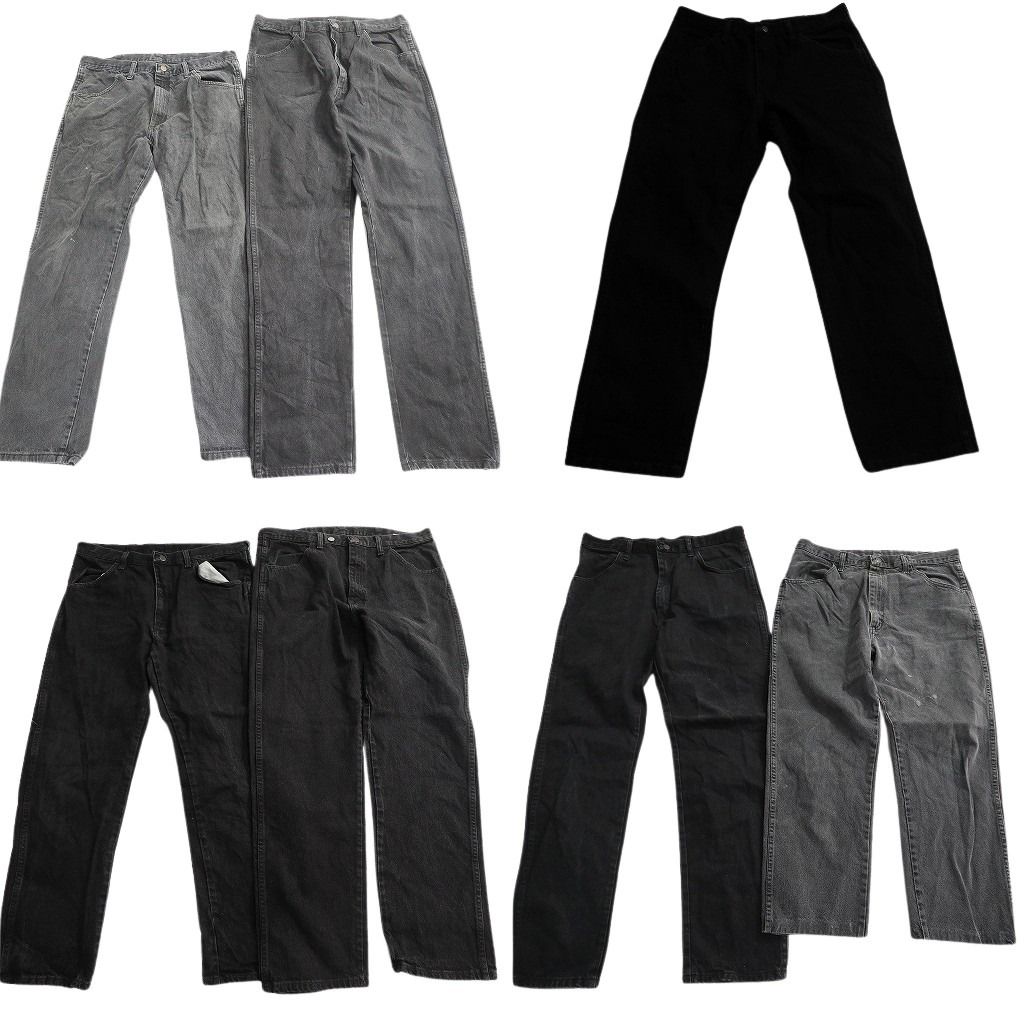 古着卸 RUSTLER ラスラー ブラックデニム パンツ セット メンズ 36 アメカジ ストレート グレー 古着 ND 0799