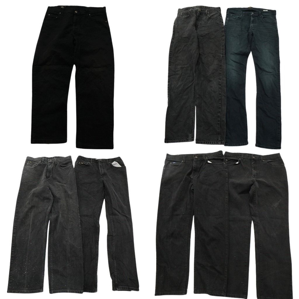 古着卸 リー LEE ブラックデニム パンツ セット メンズ 36 34 33 フェード アメカジ 古着 ND 0735