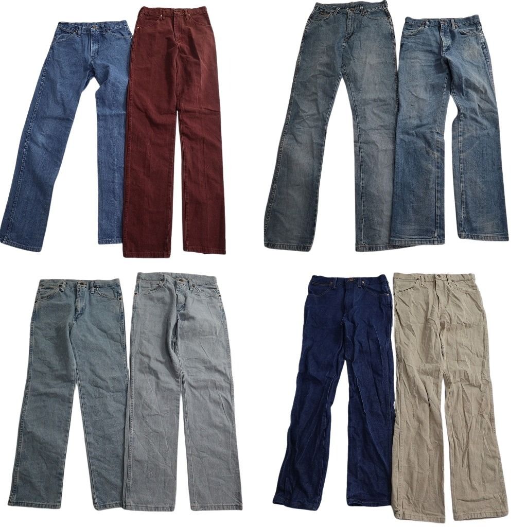 古着卸 Wrangler ラングラー デニム パンツ セット メンズ 29 30 ベージュ フェード インディゴブルー 古着 ND 0797
