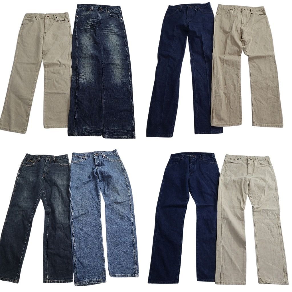古着卸 Wrangler ラングラー デニム パンツ セット メンズ 32 フェード ストレート ホワイト アメカジ 古着 ND 0795