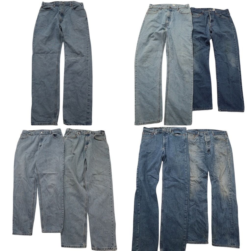 古着卸 リーバイス 紙タグ デニム パンツ セット メンズ 36 550 505 501 インディゴブルー フェード 古着 ND 0728