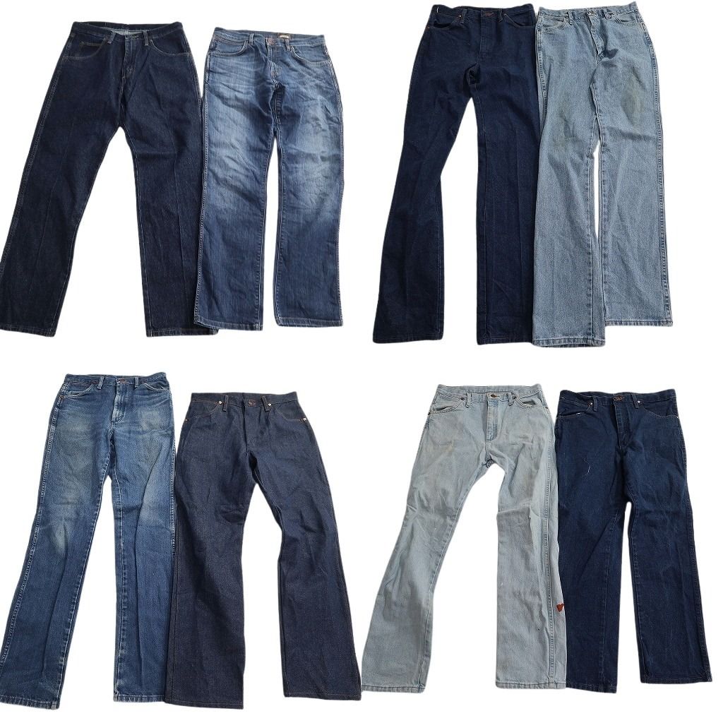 古着卸 Wrangler ラングラー デニム パンツ セット メンズ 32 33 インディゴブルー ヒゲ フェード 古着 ND 0794