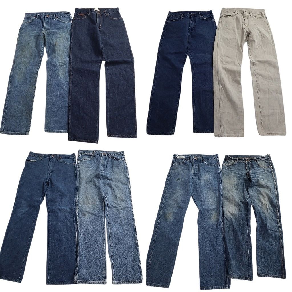 古着卸 Wrangler ラングラー デニム パンツ セット メンズ 33 34 フェード アメカジ ホワイト 古着 ND 0791