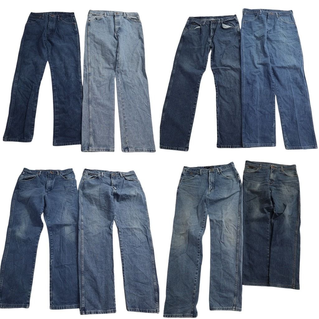 古着卸 Wrangler ラングラー デニム パンツ セット メンズ 34 ストレート インディゴブルー アメカジ 古着 ND 0790