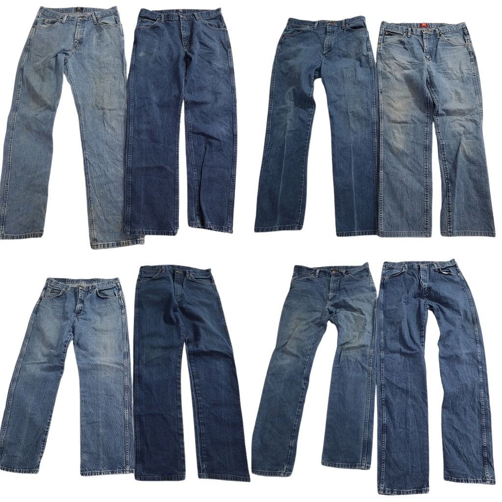 古着卸 Wrangler ラングラー デニム パンツ セット メンズ 34 ストレート フェード インディゴブルー 古着 ND 0789