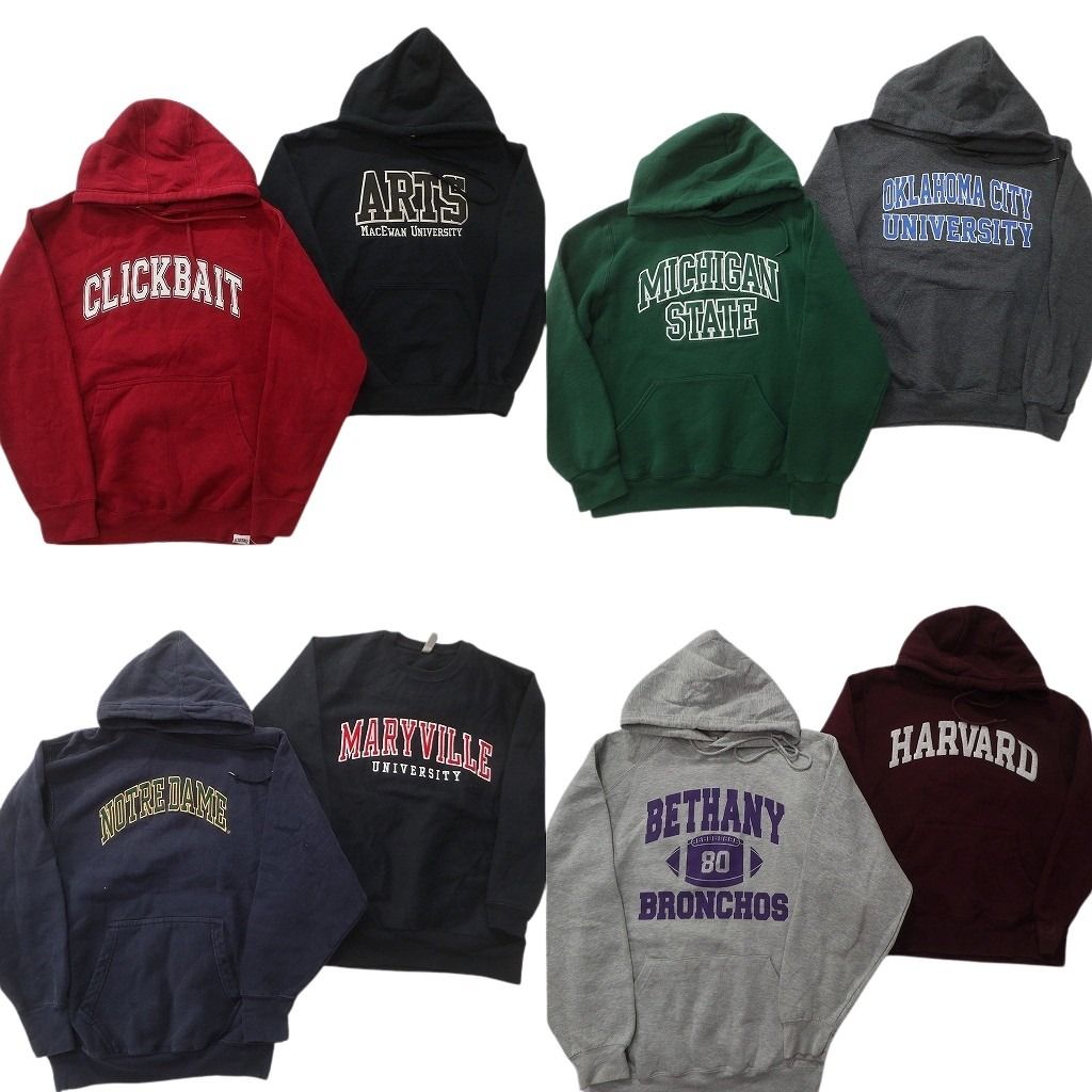 古着卸 カレッジ風 スウェット セット メンズ S アーチロゴ フーディー 三段ロゴ 古着 ND 0819