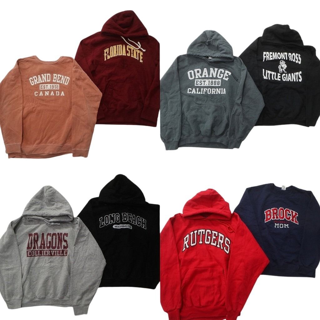 古着卸 カレッジ風 スウェット セット メンズ L フーディー アーチロゴ 三段ロゴ 古着 ND 0814